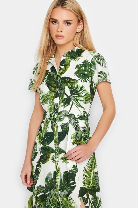 Petite Green Leaf Print Button Through Dress | PixieGirl 4