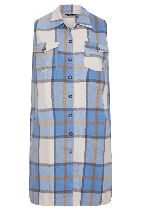 LIMITED COLLECTION Curve Blue Checked Longline Sleeveless Shacket_F.jpg