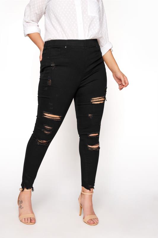 YOURS FOR GOOD Black Extreme Ripped JENNY Jeggings_A.jpg