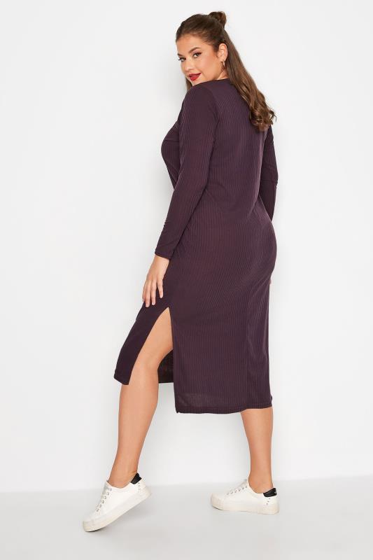 LIMITED COLLECTION Plus Size Purple Ribbed Dress | Yours Clothing 3