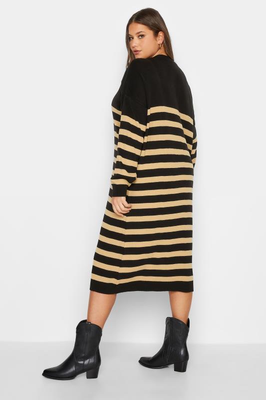Plus Size Black & Beige Brown Stripe Jumper Dress | Yours Clothing 3