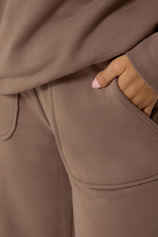 PixieGirl Petite Women's Mocha Brown Wide Leg Joggers | PixieGirl 4