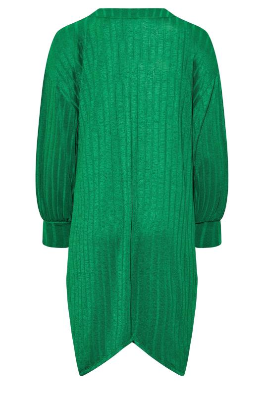 Plus Size Green Textured V-Neck Cardigan | Yours Clothing 7