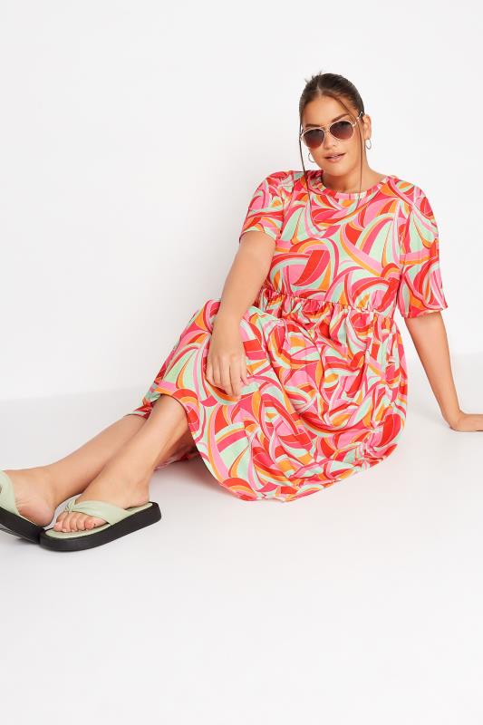 Plus Size LIMITED COLLECTION Bright Pink Abstract Print Midaxi Smock Dress | Yours Clothing 4