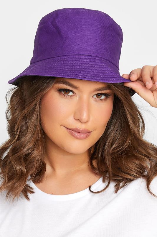 Purple Reversible Bucket Hat | Yours Clothing  1