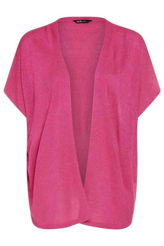 YOURS Plus Size Pink Knitted Boxy Cardigan | Yours Clothing 5