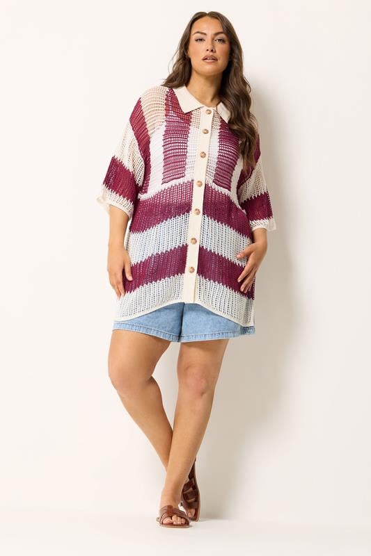 YOURS Plus Size Ivory White Crochet Shirt | Yours Clothing 1