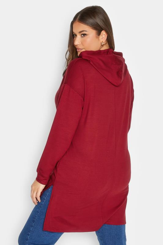 Plus Size Red Embellished Tie Hoodie | Yours Clothing 3
