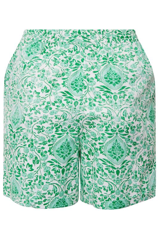 LIMITED COLLECTION Plus Size Curve Green Paisley Print Shorts | Yours Clothing  5