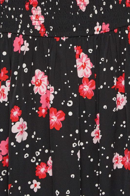 YOURS Plus Size Black Floral Print Shirred Maxi Dress | Yours Clothing 5