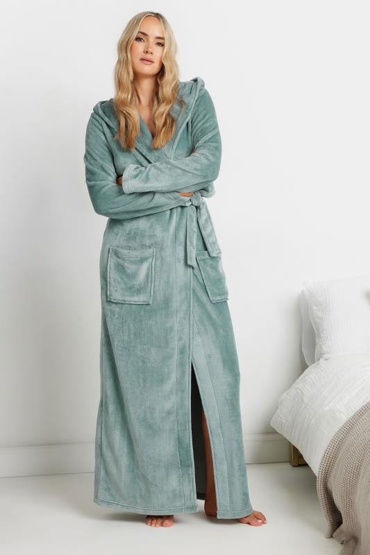 LTS Tall Mint Green Hooded Maxi Dressing Gown | Long Tall Sally 1