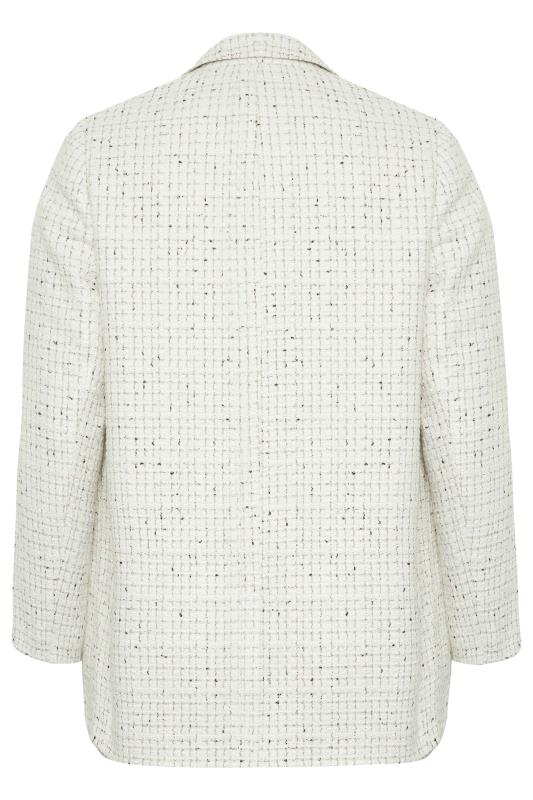 YOURS Plus Size White Check Boucle Blazer | Yours Clothing 8