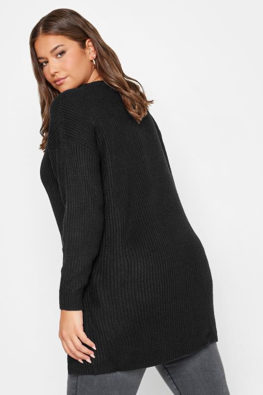 YOURS Plus Size Black Side Zip Knitted Jumper | Yours Clothing 3