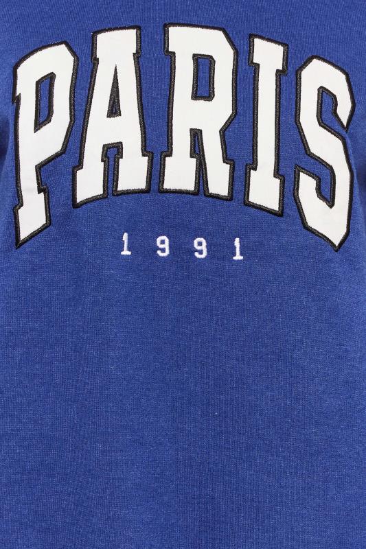 Curve Plus Size Cobalt Blue Drop Shoulder 'Paris' Slogan Sweatshirt | Yours Clothing 5