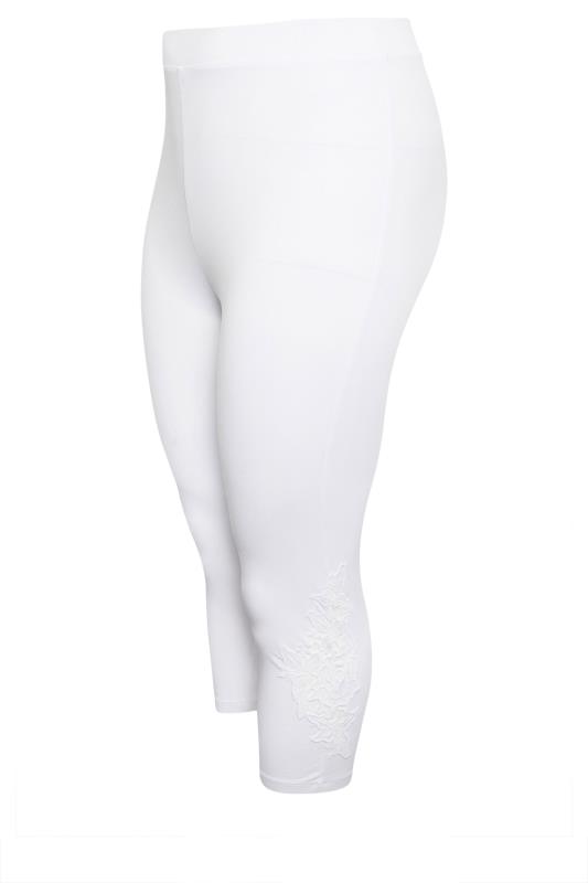 Plus Size White Lace Cropped Leggings