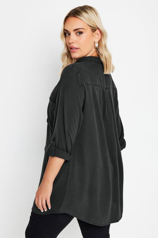 YOURS Plus Size Black Overhead Chambray Shirt | Yours Clothing  4