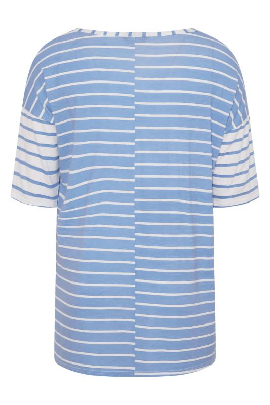 LIMITED COLLECTION Curve Blue & White Stripe Oversized T-Shirt_BK.jpg