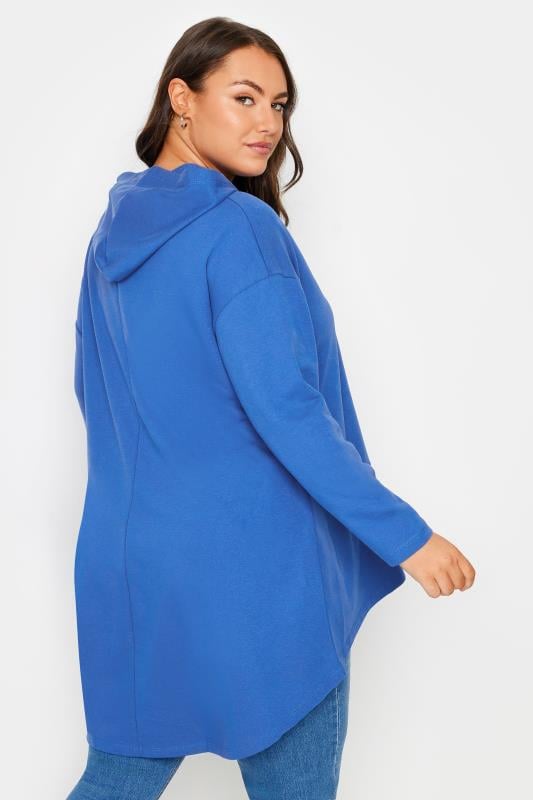 YOURS Blue 'Beverley Hills' Slogan Longline Hoodie | Yours Clothing 3