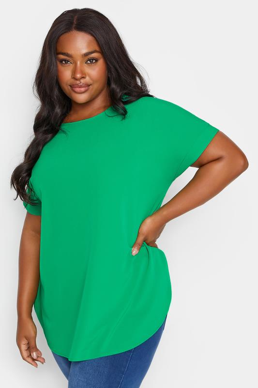 Plus Size  YOURS Curve Green Short Sleeve Blouse