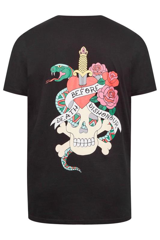 BadRhino Big & Tall Mens Black 'Before Death Dishonour' Slogan Skull Print T-shirt | BadRhino  5