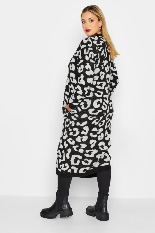 Plus Size Black Leopard Print Maxi Cardigan | Yours Clothing 3