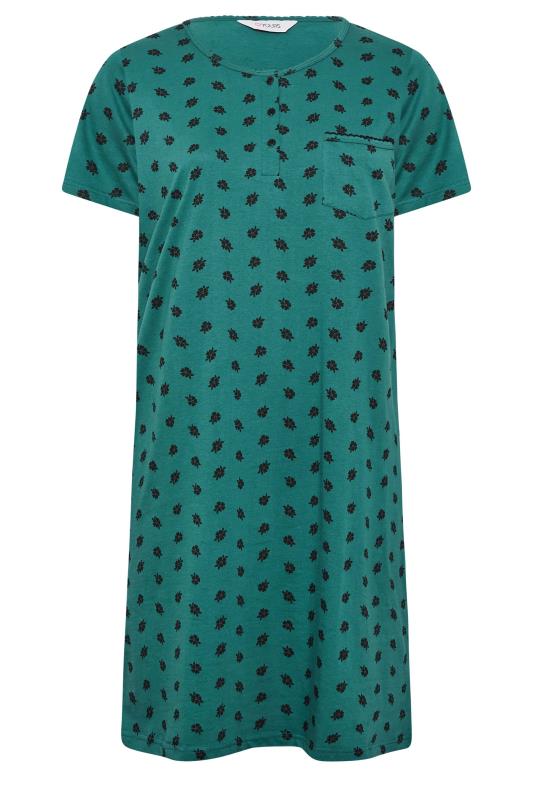YOURS Plus Size Green Ditsy Print Placket Nightdress | Yours Clothing 5
