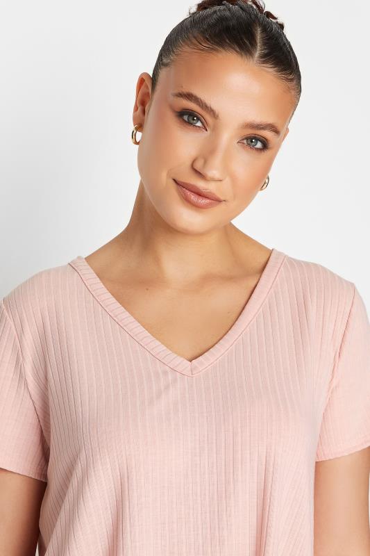 LTS Tall Women's Pink Ribbed V-Neck Swing Top | Long Tall Sally  4