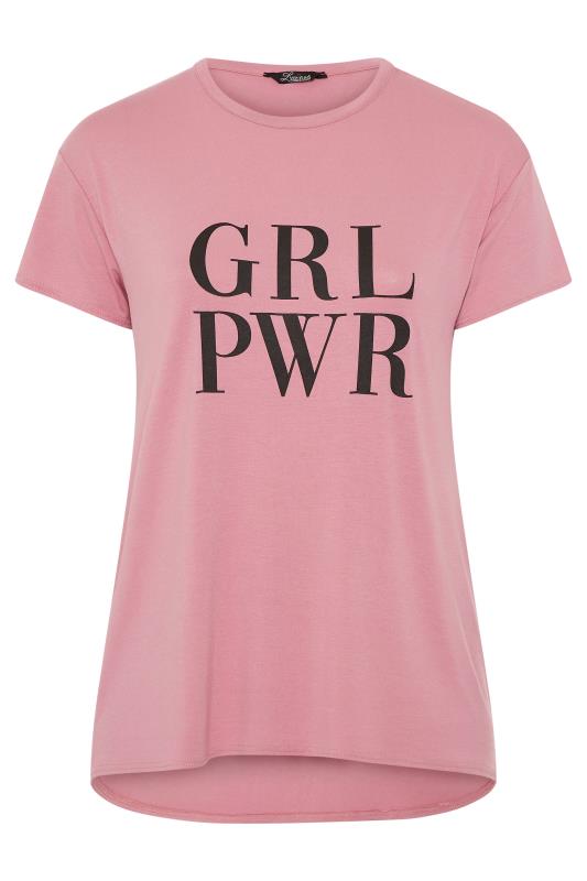 LIMITED COLLECTION Pink Girl Power Slogan T-Shirt | Yours Clothing