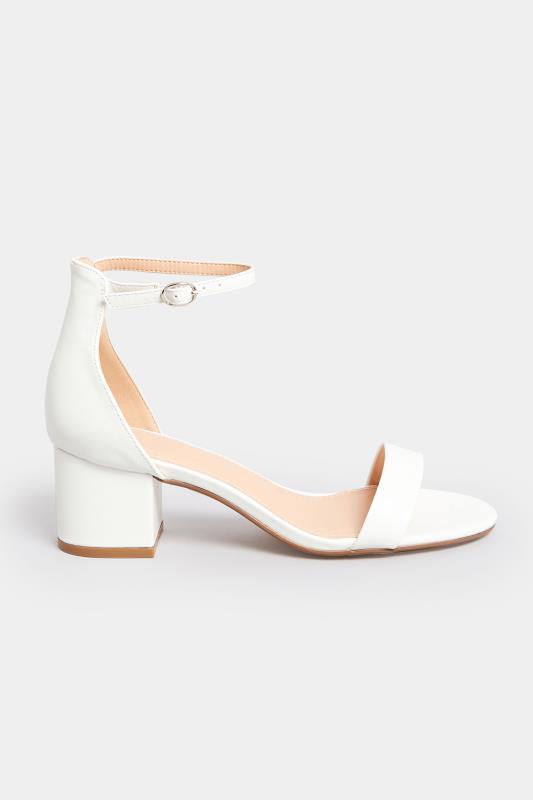 PixieGirl White Mid Block Heel Sandals In Standard Fit | PixieGirl 3