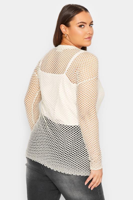 YOURS LUXURY Plus Size Curve White Open Knit Jumper | Yours Clothing  3
