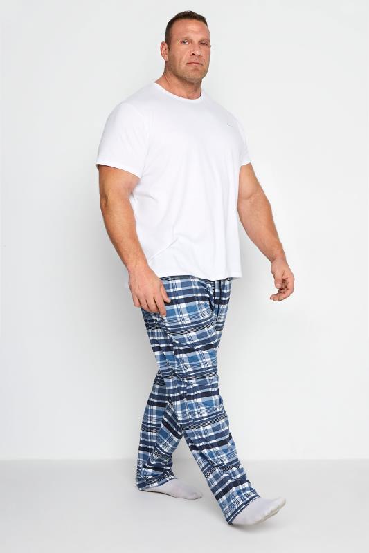 KAM Big & Tall 2 PACK Navy Blue Check Lounge Bottoms 2