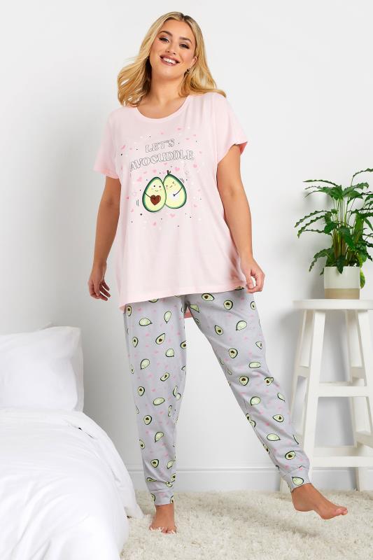 Plus Size  YOURS Curve Pink 'Avocuddle' Pyjama Set