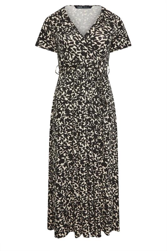 YOURS Plus Size Black Floral Print Wrap Maxi Dress | Yours Clothing 6