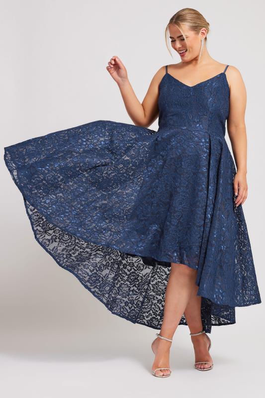 YOURS LONDON Plus Size Navy Blue Lace Midi Dress | Yours Clothing 4
