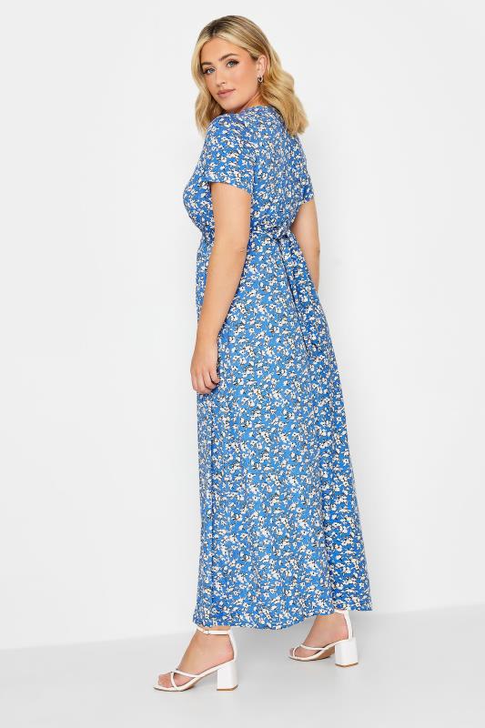 YOURS Curve Plus Size Blue Ditsy Print Maxi Dress | Yours Clothing  3