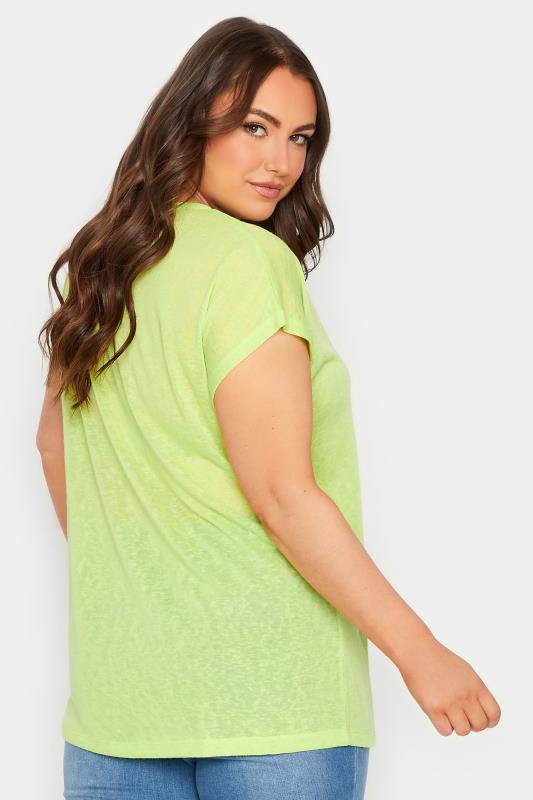 YOURS Curve Plus Size 2 PACK Lime Green Linen Look T-Shirt | Yours Clothing  4