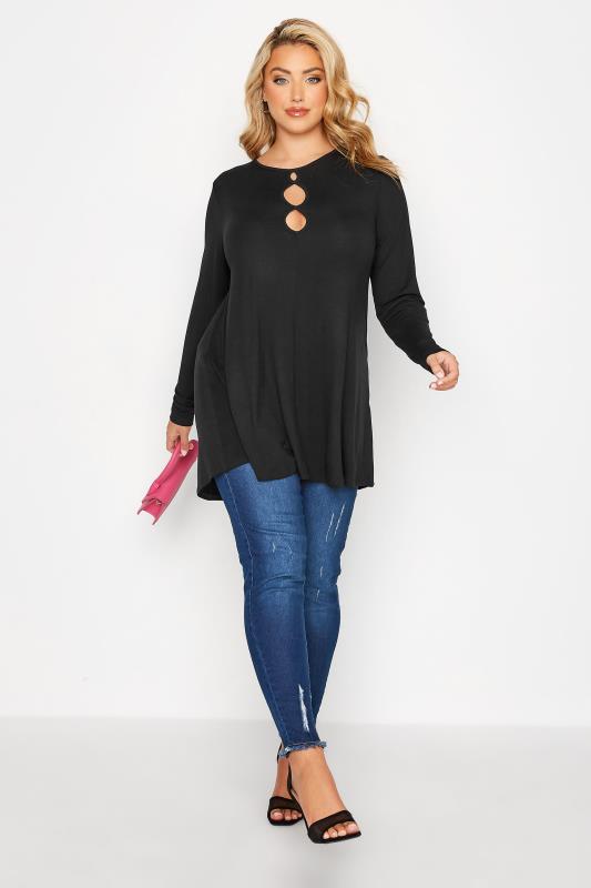 LIMITED COLLECTION Curve Black Cut Out Neckline Swing Top 2