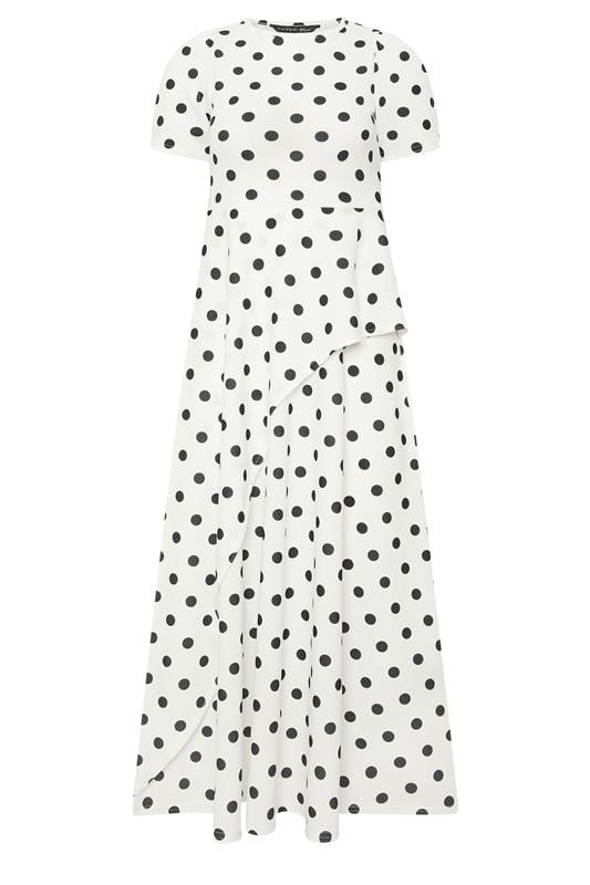 PixieGirl Petite Women's White Polka Dot Print Maxi Dress | PixieGirl 6