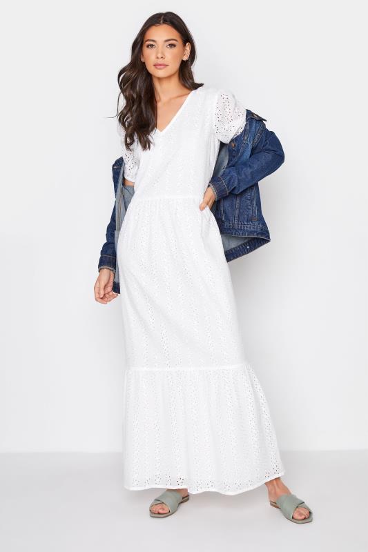 LTS Tall White Broderie Anglaise Tiered Dress 2
