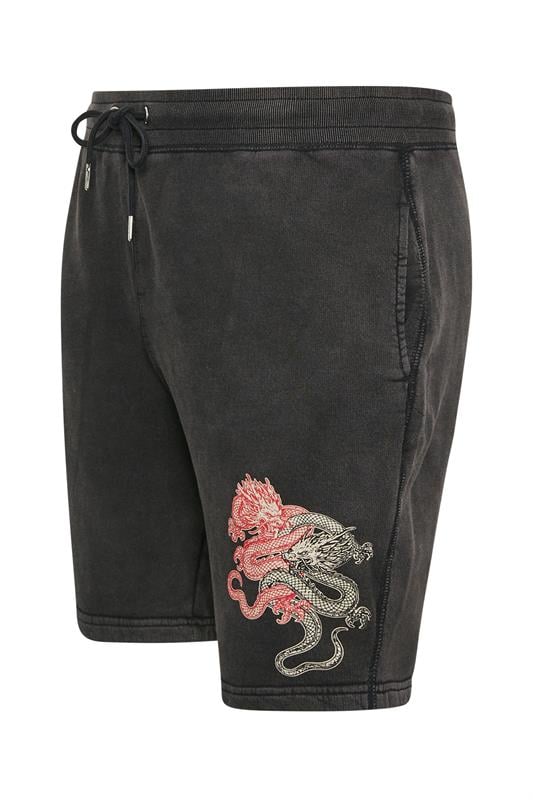 BadRhino Big & Tall Black Japanese Printed Jogger Shorts | BadRhino 5
