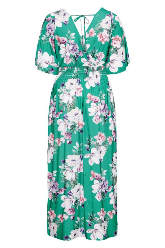 YOURS LONDON Plus Size Green Floral Shirred Waist Maxi Dress | Yours Clothing 7