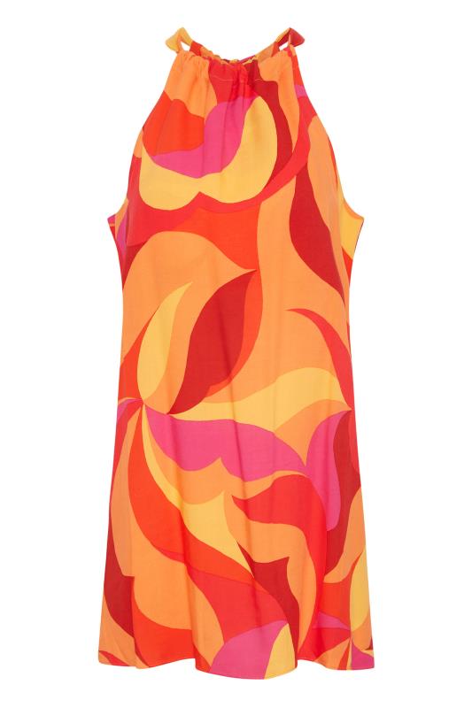 LTS Tall Women's Bright Orange Swirl Print Halter Neck Top | Long Tall Sally  6