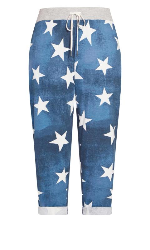 Evans Blue Washed Star Print Cropped Trousers 5