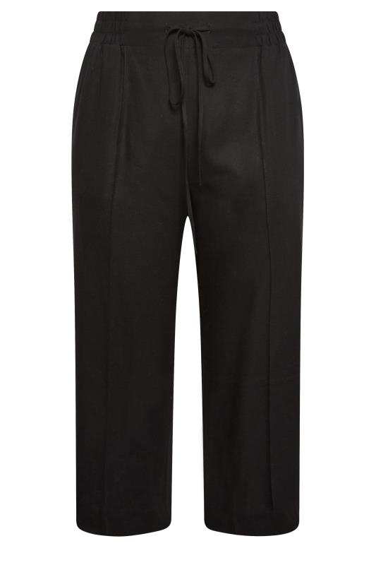 YOURS Plus Size Black Linen Look Culottes | Yours Clothing 5