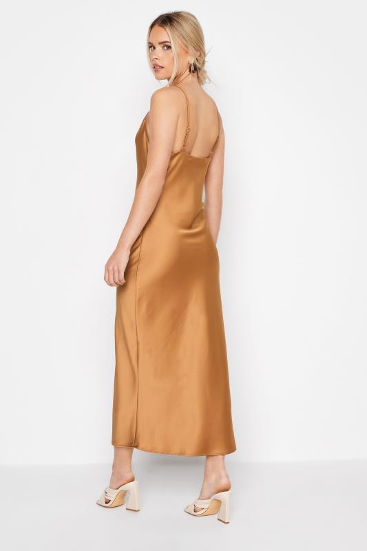 Petite Bronze Brown Satin Slip Dress | PixieGirl 4