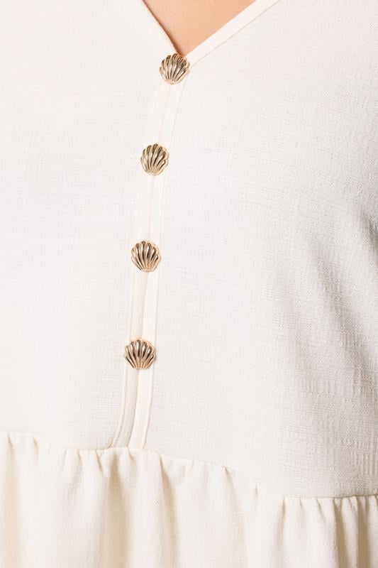 YOURS Plus Size White Peplum Shell Detail Top | Yours Clothing 4