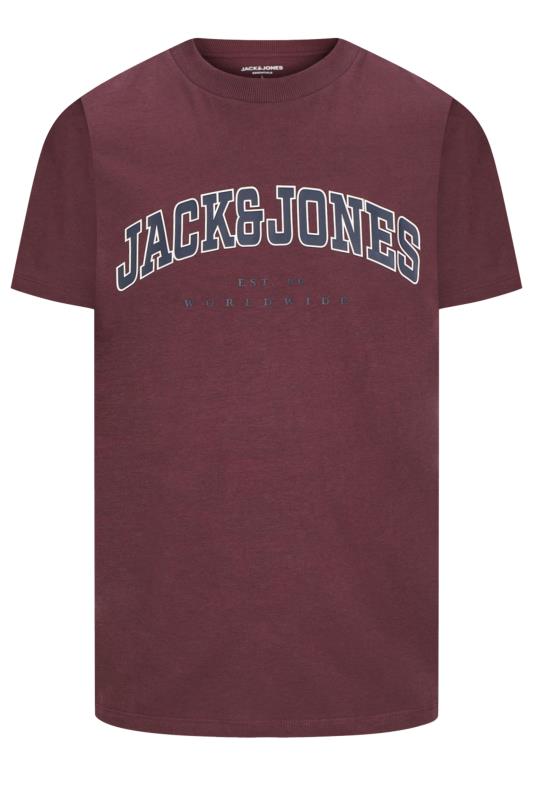 JACK & JONES Big & Tall Wine Red Varsity T-Shirt | BadRhino 2