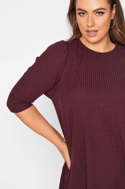 LIMITED COLLECTION Berry Purple Puff Sleeve Ribbed Top_D.jpg