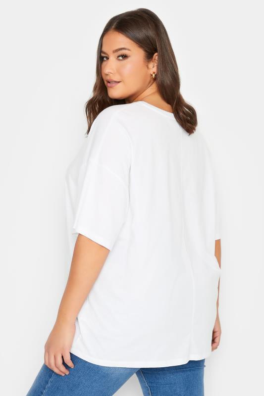 YOURS Plus Size White Heart Cut Out T-Shirt | Yours Clothing 3