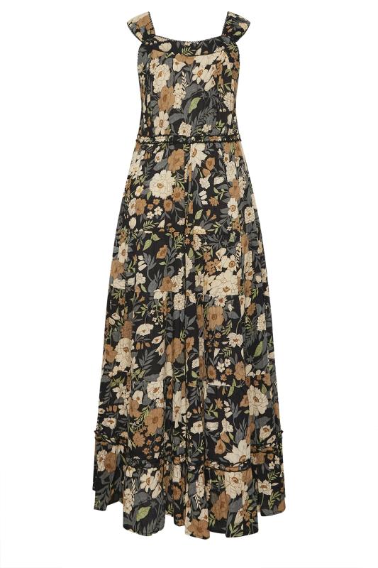 YOURS Plus Size Black Floral Tiered Maxi Sundress | Yours Clothing 7